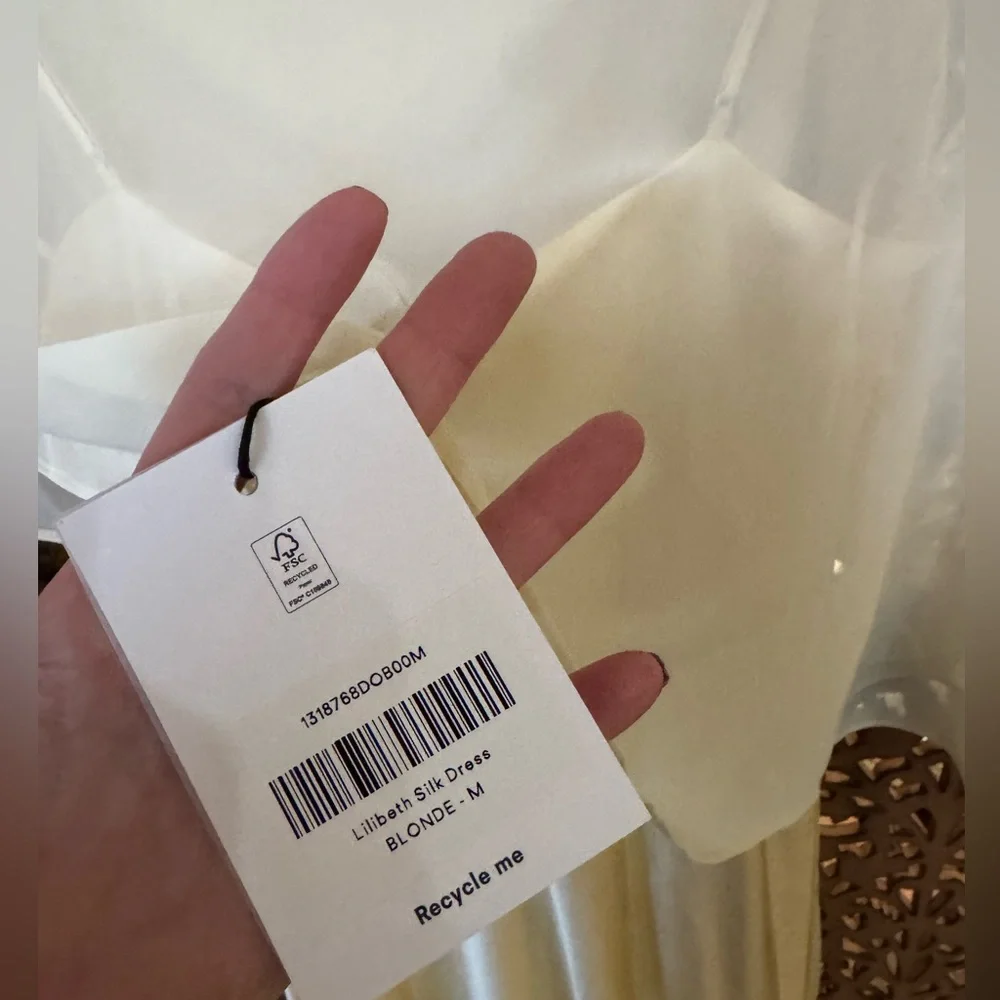 Reformation Lilibeth Silk Dress Blonde NEW NWT - Picture 6 of 6